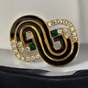 Rhinestone & Enamel Runway Brooch